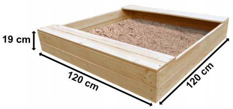 DUŻA PIASKOWNICA DREWNIANA DZIECIĘCA 120cm + PLANDEKA POLSKI PRODUCENT