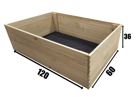 WARZYWNIAK SKRZYNIA NA WARZYWA INSPEKT DREWNIANY 60x120 PODWYŻSZANY 36cm